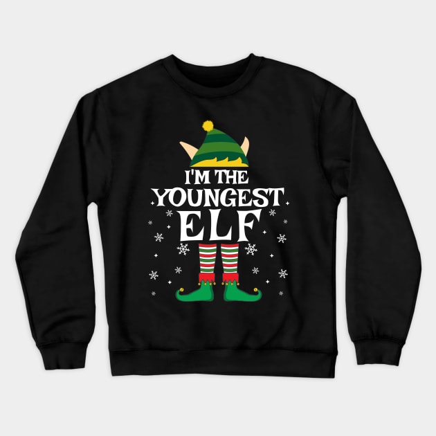 I'm The Youngest Elf Matching Family Christmas Pajama shirt Crewneck Sweatshirt by TheMjProduction